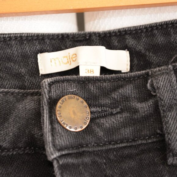 Maje Paris Black High Rise Straight Jeans Sz M/6 - Picture 4 of 7